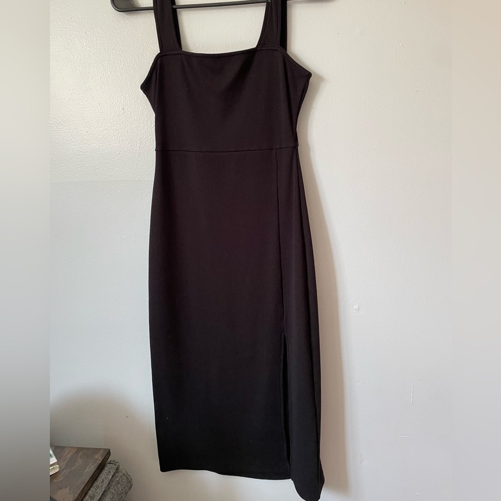 Wild Honey Black Square-Neck Midi Dress
